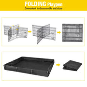 Aivituvin-Air71 Portable Pet Playpen| Small Pet Playpen with Floor,Dog Playpen,Rabbit Playpen,Dog Crate,Metal Pet Fence with Pad