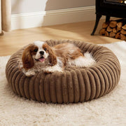 Bedsure Donut Dog Bed - Washable Faux Fur Dog Bed Medium Size Dog with Corduroy Fleece & anti Slip Bottom, round Pet Beds with Removable Cover