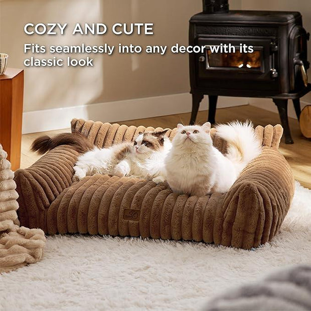 Bedsure Cute Cat Couch for Pets - Fluffy Small Dog Sofa with Premium Soft Corduroy Fleece