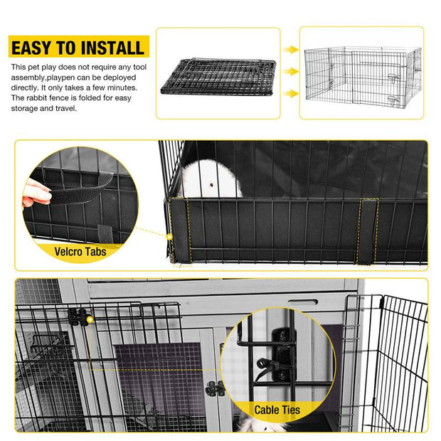 Aivituvin-Air71 Portable Pet Playpen| Small Pet Playpen with Floor,Dog Playpen,Rabbit Playpen,Dog Crate,Metal Pet Fence with Pad