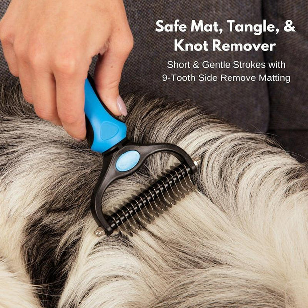 Dematting and Deshedding Brush Tool Comb for Dogs and Cats - Shedding Comb and Mat Remover