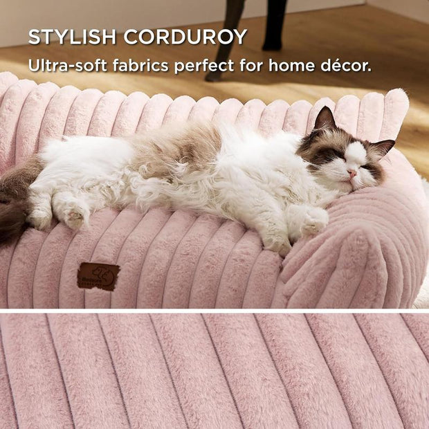 Bedsure Cute Cat Couch for Pets - Fluffy Small Dog Sofa with Premium Soft Corduroy Fleece