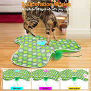 Waaiio Interactive Cat Toys Rechargeable,Moving Concealed Feathers,Real Mouse Squeaky,Touch Activated Cat Kitten Toy Exercise Toys for Indoor Bored Adult Cats
