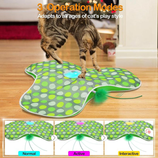 Waaiio Interactive Cat Toys Rechargeable,Moving Concealed Feathers,Real Mouse Squeaky,Touch Activated Cat Kitten Toy Exercise Toys for Indoor Bored Adult Cats