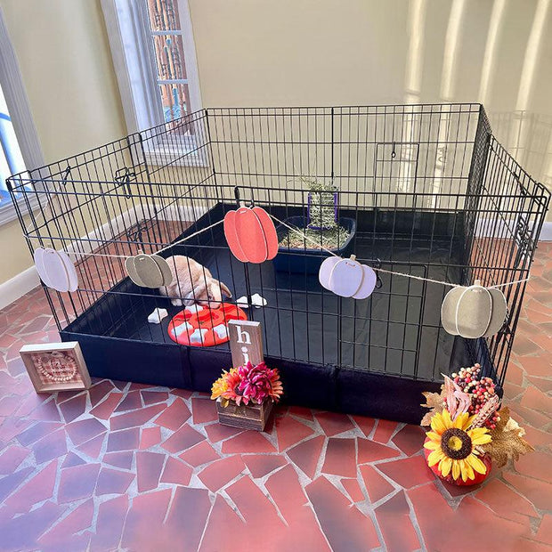 Aivituvin-Air71 Portable Pet Playpen| Small Pet Playpen with Floor,Dog Playpen,Rabbit Playpen,Dog Crate,Metal Pet Fence with Pad
