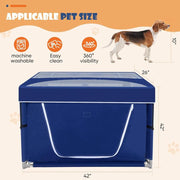 Puppy Playpen 42 X 42 Inch, Dog Playpen with Gate for Puppies, Small and Medium Dogs, Pet Playpen with Roof for Outdoors & Indoors, Safe and Sturdy Dog Fence