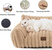 Bedsure Cute Cat Couch for Pets - Fluffy Small Dog Sofa with Premium Soft Corduroy Fleece