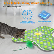 Waaiio Interactive Cat Toys Rechargeable,Moving Concealed Feathers,Real Mouse Squeaky,Touch Activated Cat Kitten Toy Exercise Toys for Indoor Bored Adult Cats