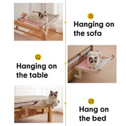 Cat Hanging Bed Window Side Cat Hammock High Quality Wood Assembly Hanging Bed Cotton Canvas Easy Washable Kitten Nest