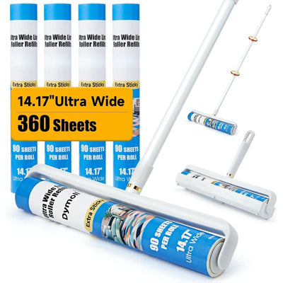 14.17" Large Lint Rollers for Pet Hair Extra Sticky, 360 Sheets Roller with Long Handle for Cleaning Carpets, Clothing, Couch, Furniture Wall Cleaner Mop Dust Remover