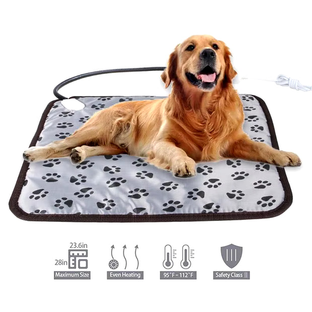 3-Speed Adjustable Heating Pad for Dog Cat Power-Off Protection Pet Electric Heated Warm Mat Bed Waterproof Bite-Resistant Wire