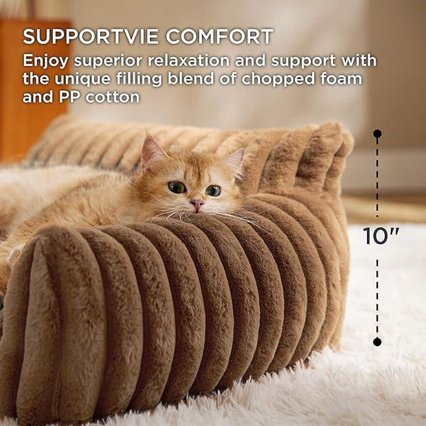 Bedsure Cute Cat Couch for Pets - Fluffy Small Dog Sofa with Premium Soft Corduroy Fleece