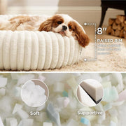 Bedsure Donut Dog Bed - Washable Faux Fur Dog Bed Medium Size Dog with Corduroy Fleece & anti Slip Bottom, round Pet Beds with Removable Cover