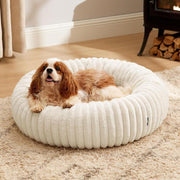 Bedsure Donut Dog Bed - Washable Faux Fur Dog Bed Medium Size Dog with Corduroy Fleece & anti Slip Bottom, round Pet Beds with Removable Cover