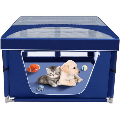 Puppy Playpen 42 X 42 Inch, Dog Playpen with Gate for Puppies, Small and Medium Dogs, Pet Playpen with Roof for Outdoors & Indoors, Safe and Sturdy Dog Fence