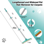 Cat & Dog De-Shedding Brush - Extra Long Handle with Hanging Loop, Extra Long Tool Hair Removal, Cat and Dog Grooming Tool Daily Use Rake Carpet Vacuum Fur Multi-Function Steam Ood Comb Defur Spritz Product Shaver Wipes Finger Lice Bag Portable Pet