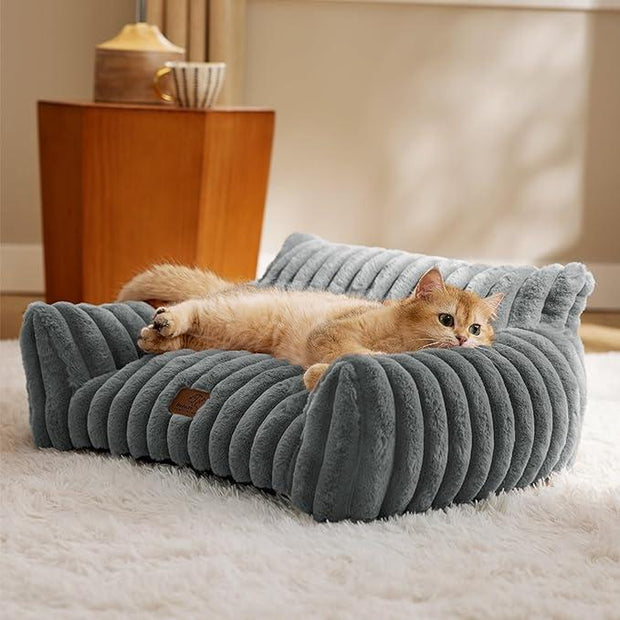 Bedsure Cute Cat Couch for Pets - Fluffy Small Dog Sofa with Premium Soft Corduroy Fleece