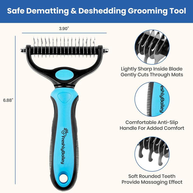 Dematting and Deshedding Brush Tool Comb for Dogs and Cats - Shedding Comb and Mat Remover