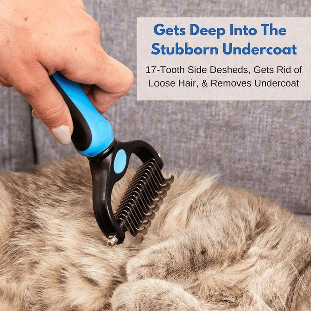 Dematting and Deshedding Brush Tool Comb for Dogs and Cats - Shedding Comb and Mat Remover